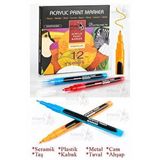 Artlantis 12 Renk Akrilik Markör Keçeli Kalem 1 Adet 12 Li Acrylic Paint Marker Taş Cam Metal Seramik Plastik Tuval Ahşap 0.5 Cm