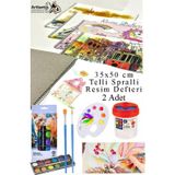 Artlantis 12 Renk Brons Sulu Boya 35x50 cm Telli Spralli Resim Defteri Resim Paleti Resim Fırçası Temizleme Kabı Suluboya Okul