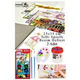Artlantis 12 Renk Fatih Sulu Boya 25x35 Cm Telli Spralli Resim Defteri Resim Paleti Resim Fırçası Temizleme Kabı Suluboya Okul Çok Renkli