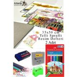 Artlantis 12 Renk Kuru Boya 35x50 cm Telli Spralli Resim Defteri Hamur Silgi Kalemtraş 15 Yaprak Resim Defteri Kuruboya Kalemi