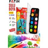 Artlantis 12 Renk Sulu Boya 23MM 1 Paket Fatih F-12 12 Li Suluboya Fırça Hediyeli Canlı Renkler Kaliteli Yıkanabilir Zararsız - Çok Renkli