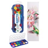 Artlantis 12 Renk Sulu Boya 23mm 1 Paket Giotto 12 li Suluboya Fırça Hediyeli Canlı Renkler Acquerelli Kaliteli Yıkanabilir