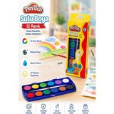 Artlantis 12 Renk Sulu Boya 23MM 1 Paket Play-Doh 12 Li Suluboya Fırça Hediyeli Canlı Renkler Kaliteli Yıkanabilir Zararsız Küçük - Çok Renkli