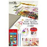 Artlantis 12 Renk Sulu Boya 25x35 Cm Telli Spralli Resim Defteri Resim Paleti Resim Fırçası Temizleme Kabı Suluboya Okul Öğrenci Çok Renkli