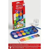 Artlantis 12 Renk Sulu Boya 28MM 1 Paket Fixpoint 12 Li Suluboya Fırça Hediyeli Canlı Renkler Kaliteli Yıkanabilir Zararsız - Çok Renkli