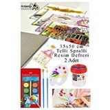 Artlantis 12 Renk Sulu Boya 35x50 Cm Telli Spralli Resim Defteri Resim Paleti Resim Fırçası Temizleme Kabı Suluboya Okul Öğrenci Çok Renkli