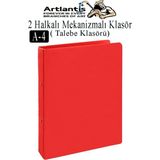 Artlantis 2 Halkalı Klasör 1 Adet A4 Pvc Öğrenci ve Ofis Tipi Evrak Sunum Talebe Klasörü Iç Cepli Otomatik Mekanizmalı Büro Okul - Kırmızı