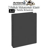 Artlantis 2 Halkalı Klasör 1 Adet A4 Pvc Öğrenci ve Ofis Tipi Evrak Sunum Talebe Klasörü Iç Cepli Otomatik Mekanizmalı Büro Okul - Siyah