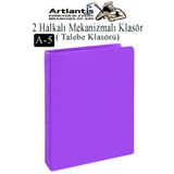 Artlantis 2 Halkalı Klasör 1 Adet A5 PVC Öğrenci ve Ofis Tipi Evrak Sunum Klasörü İç Cepli Otomatik Mekanizmal