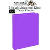 Artlantis 2 Halkalı Klasör 1 Adet A5 Pvc Öğrenci ve Ofis Tipi Evrak Sunum Klasörü Iç Cepli Otomatik Mekanizmalı Büro Okul Arşivle - Mor
