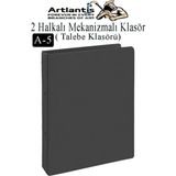 Artlantis 2 Halkalı Klasör 1 Adet A5 Pvc Öğrenci ve Ofis Tipi Evrak Sunum Klasörü Iç Cepli Otomatik Mekanizmalı Büro Okul Arşivle - Siyah
