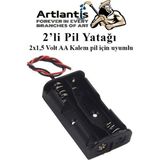 Artlantis 2 Li Pil Yatağı Deney 1 Adet Pil Yuvası Pil Kutusu Aa Kalem Kalın Pil 2x1,5 Volt Yaylı Pil Yuvası - 2x1,5v - Siyah - Standart