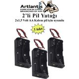 Artlantis 2 Li Pil Yatağı Deney 3 Adet Pil Yuvası Pil Kutusu Aa Kalem Kalın Pil 2x1,5 Volt Yaylı Pil Yuvası - 2x1,5v - Siyah - Standart