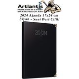 Artlantis 2024 Ajanda Siyah 17 x 24 cm Çizgili 1 Adet Günlük Planlayıcı Suni Deri Ciltli Ajanda 2024 Ofis Okul Büro - 17x24 cm