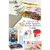 Artlantis 21 Renk Brons Sulu Boya 25x35 cm Telli Spralli Resim Defteri Resim Paleti Resim Fırçası Temizleme Kabı Suluboya Okul