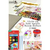 Artlantis 21 Renk Sulu Boya 35x50 cm Telli Spralli Resim Defteri Resim Paleti Resim Fırçası Temizleme Kabı Suluboya Okul Öğrenci