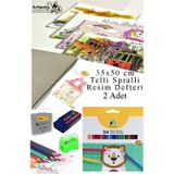 Artlantis 24 Renk Kuru Boya Adel 35x50 cm Telli Spralli Resim Defteri Hamur Silgi Kalemtraş 15 Yaprak Resim Defteri Kuruboya