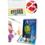 Artlantis 24 Renk Tablet Sulu Boya ve A4 Telli Suluboya Bloğu Kağıdı A4 210GR 20 Yaprak Ince Dokulu Taş Suluboya Plastik Kutulu - Krem - Suluboya Kağıdı