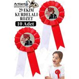 Artlantis 29 Ekim Atatürk Kurdelalı Rozet 10 Adet Kırmızı Beyaz Yaka Rozeti Çocuk Bayram Etkinlik 15 cm Kokart - Kırmızı - Beyaz - Standart
