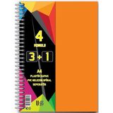 Artlantis 3 + 1 Ayraçlı Defter 4 Konulu 100 Yaprak 1 Adet 3 Kareli 1 Çizgili Spralli Plastik Kapak Seperatörlü - Turuncu - Standart