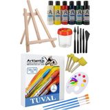 Artlantis 30X30 Tuval Seti 1 Paket Masa Üstü Şövale Monalisa Akrilik Boya Plastik Spatula Resim Fırçası Palet Ponpon Sünger Fırça - Standart - Renkli