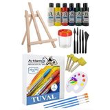 Artlantis 30x30 Tuval Seti 1 Paket Masa Üstü Şövale Monalisa Akrilik Boya Plastik Spatula Resim Fırçası Palet Ponpon Sünger Fırça