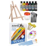 Artlantis 30x30 Tuval Seti 1 Paket Masa Üstü Şövale Mydido Akrilik Boya Plastik Spatula Resim Fırçası Palet Ponpon Sünger Fırça