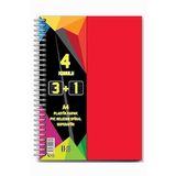 Artlantis 3+1 Ayraçlı Defter 4 Konulu 100 Yaprak 1 Adet 3 Kareli 1 Çizgili Spralli Plastik Kapak Seperatörlü Kırmızı