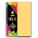 Artlantis 3+1 Ayraçlı Defter 4 Konulu 100 Yaprak 1 Adet 3 Kareli 1 Çizgili Spralli Plastik Kapak Seperatörlü Krem