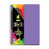 Artlantis 3+1 Ayraçlı Defter 4 Konulu 100 Yaprak 1 Adet 3 Kareli 1 Çizgili Spralli Plastik Kapak Seperatörlü Lila