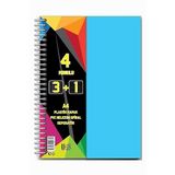 Artlantis 3+1 Ayraçlı Defter 4 Konulu 100 Yaprak 1 Adet 3 Kareli 1 Çizgili Spralli Plastik Kapak Seperatörlü Mavi
