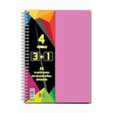 Artlantis 3+1 Ayraçlı Defter 4 Konulu 100 Yaprak 1 Adet 3 Kareli 1 Çizgili Spralli Plastik Kapak Seperatörlü Pembe