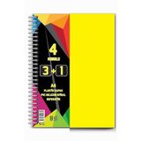Artlantis 3+1 Ayraçlı Defter 4 Konulu 100 Yaprak 1 Adet 3 Kareli 1 Çizgili Spralli Plastik Kapak Seperatörlü Sarı