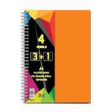 Artlantis 3+1 Ayraçlı Defter 4 Konulu 100 Yaprak 1 Adet 3 Kareli 1 Çizgili Spralli Plastik Kapak Seperatörlü Turuncu