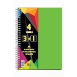 Artlantis 3+1 Ayraçlı Defter 4 Konulu 100 Yaprak 1 Adet 3 Kareli 1 Çizgili Spralli Plastik Kapak Seperatörlü Yeşil
