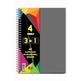 Artlantis 3+1 Ayraçlı Defter 4 Konulu 100 Yaprak 1 Adet 3 Kareli 1 Çizgili Spralli Plastik Kapak Seperatörlü