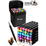 Artlantis 36 Adet Çift Taraflı Marker Kalem Çantalı 1 Paket 36 Renk Touch Markör Çift Uçlu Keçeli Kalem Sanat Tasarım Hobi - Renkli - Standart
