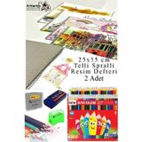 Artlantis 36 Renk Kuru Boya Fatih 25x35 cm Telli Spralli Resim Defteri Hamur Silgi Kalemtraş 15 Yaprak Resim Defteri Kuruboya