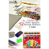 Artlantis 36 Renk Kuru Boya Fatih 35x50 cm Telli Spralli Resim Defteri Hamur Silgi Kalemtraş 15 Yaprak Resim Defteri Kuruboya