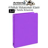 Artlantis 4 Halkalı Klasör 1 Adet A4 Pvc Öğrenci ve Ofis Tipi Evrak Sunum Klasörü Iç Cepli Otomatik Mekanizmalı Büro Okul Arşivle - Mor