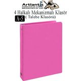 Artlantis 4 Halkalı Klasör 1 Adet A5 Pvc Öğrenci ve Ofis Tipi Evrak Sunum Klasörü Iç Cepli Otomatik Mekanizmalı Büro Okul Arşivle - Pembe