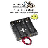 Artlantis 4 Lü Pil Yatağı Deney 1 Adet Pil Yuvası Pil Kutusu Aa Kalem Kalın Pil 4x1,5 Volt Yaylı Pil Yuvası