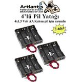 Artlantis 4 Lü Pil Yatağı Deney 3 Adet Pil Yuvası Pil Kutusu Aa Kalem Kalın Pil 4x1,5 Volt Yaylı Pil Yuvası - 4x1,5v - Siyah - Standart