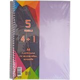 Artlantis 5 Konulu 125 Yaprak 4 Kareli + 1 Çizgili Plastik Kapak Seperatörlü Lila Spiralli Defter