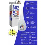 Artlantis 502 Japon Yapıştırıcı 2 Adet 20 gr Hızlı Yapıştırıcı Evobond 502 Süper Yapıştırrıcı Orjinal Seramik Plastik Metal - Şeffaf - 20 ml
