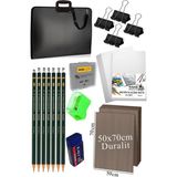 Artlantis 50X70 Resim Çantası Seti 1 Paket Fatih Karakalem 50X70 Proje Çantası Duralit Resim Kağıdı Dereceli Resim Kağıdı Hamur Silgi - Siyah - Standart - 50x70 cm