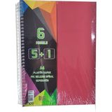 Artlantis 5+1 Ayraçlı Defter 6 Konulu 150 Yaprak 1 Adet 5 Kareli 1 Çizgili Spralli Plastik Kapak Seperatörlü (Kırmızı)