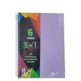 Artlantis 5+1 Ayraçlı Defter 6 Konulu 150 Yaprak 1 Adet 5 Kareli 1 Çizgili Spralli Plastik Kapak Seperatörlü (Lila)