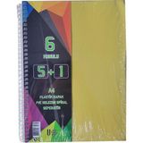 Artlantis 5+1 Ayraçlı Defter 6 Konulu 150 Yaprak 1 Adet 5 Kareli 1 Çizgili Spralli Plastik Kapak Seperatörlü (Sarı)