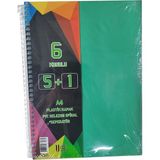 Artlantis 5+1 Ayraçlı Defter 6 Konulu 150 Yaprak 1 Adet 5 Kareli 1 Çizgili Spralli Plastik Kapak Seperatörlü (Yeşil)